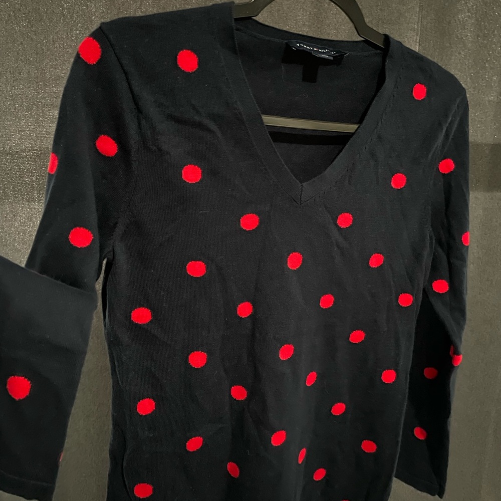 Tommy Hilfiger Black and Red Fitted Blouse